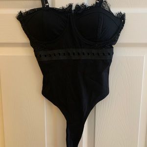 Black cutout lace bodysuit